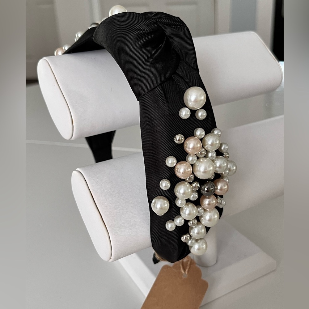 PEARL HEADBAND / Knotted | New | BLACK | Adult Size